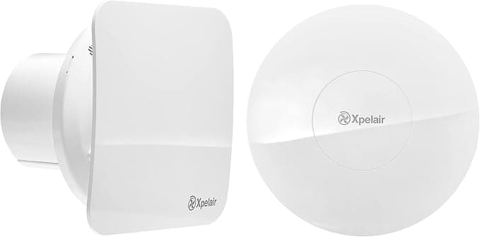 Xpelair C4SR 4" Simply Silent Contour bathroom extractor fan with of square and round baffles, White