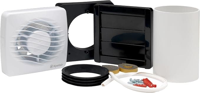 Xpelair DX100 4" (100mm) Bathroom Extractor Fan with Window or Wall Kit Standard Operation, White