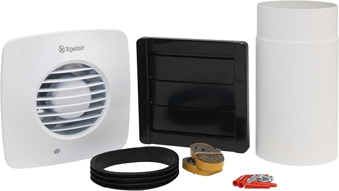 Xpelair DX100TS 4 Inch/100mm Simply Silent Bathroom Extractor Fan &Wall Fitting Kit,Timer,Wall,Ceiling & Window Fitting,Adjustable Twin Speed,Ghost Air Movement Technology for Quiet Running,White
